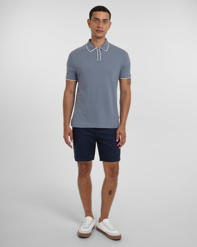 Beam - Diamond Textured Jacquard Polo Shirt