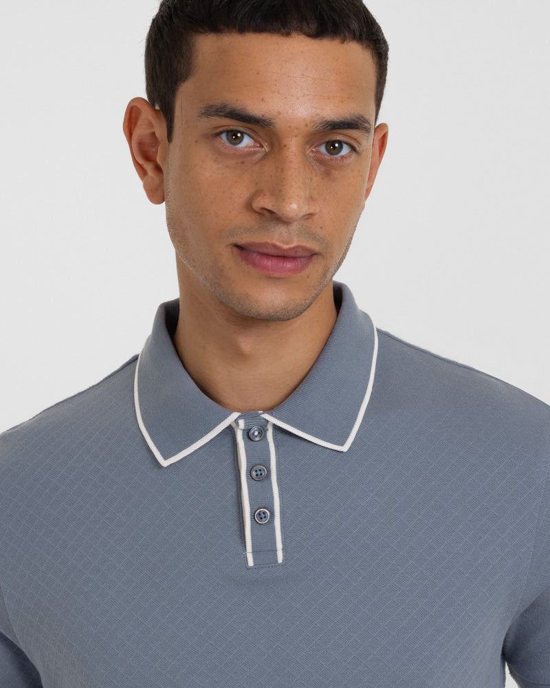 Beam - Diamond Textured Jacquard Polo Shirt