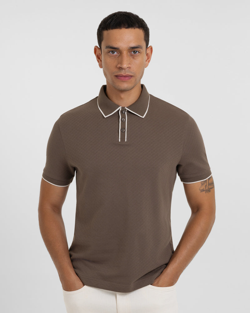 Beam - Diamond Textured Jacquard Polo Shirt
