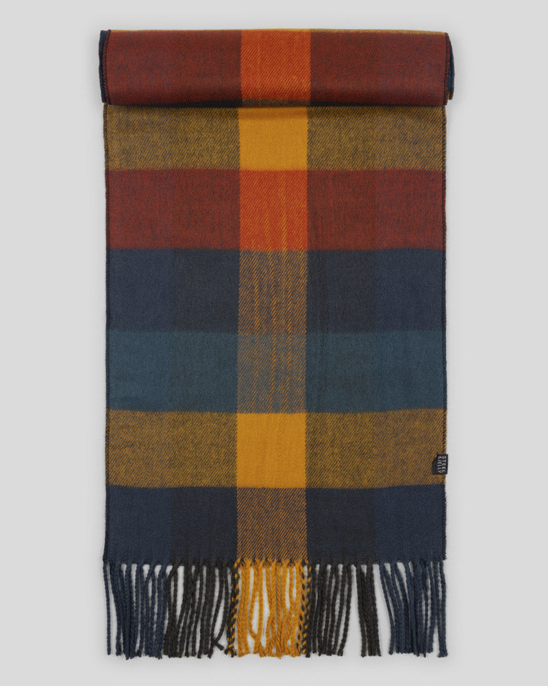 Steel & Jelly Men’s Merston Rust Beanie & Check Soft-Touch Scarf Set