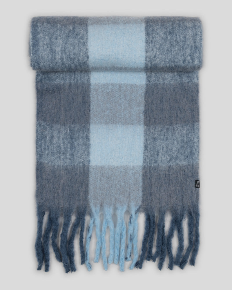 Steel & Jelly Men’s Nuthurst Blue Oversized Check Scarf