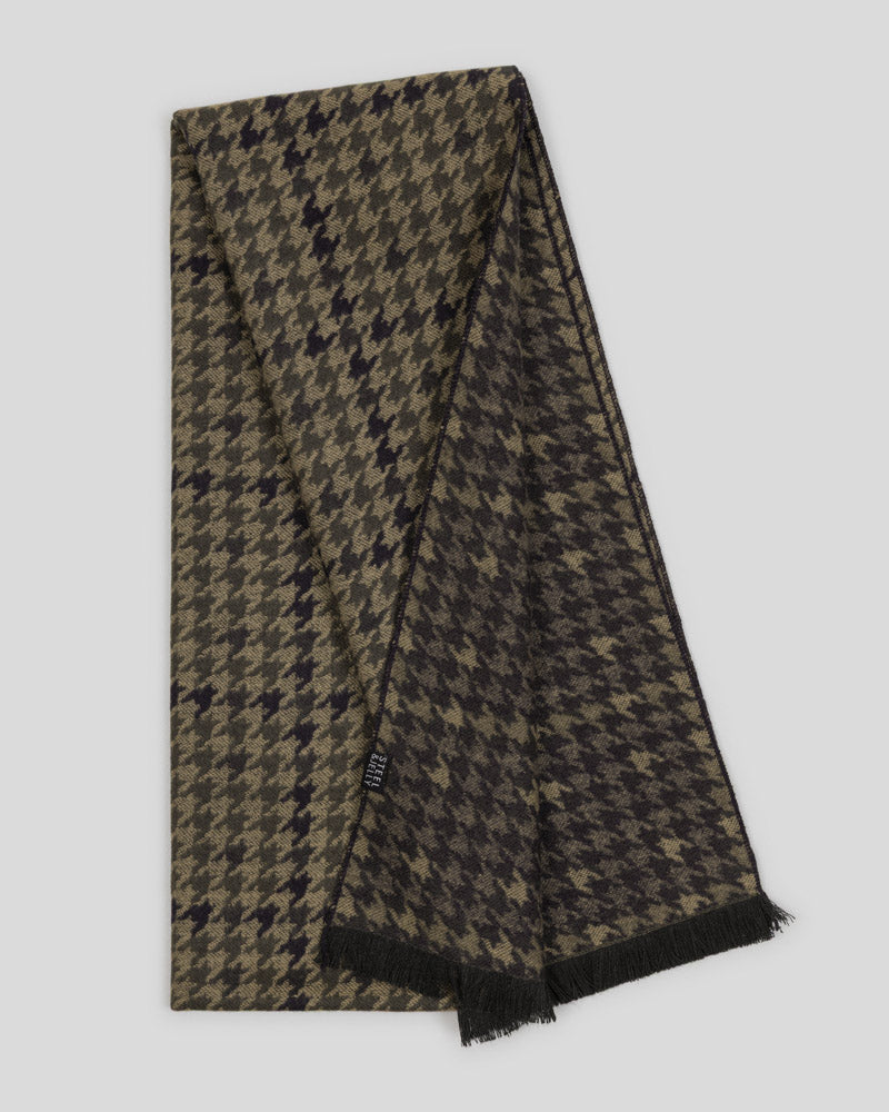 Steel & Jelly Men’s Slinfold Stone & Navy Houndstooth Boxed Scarf