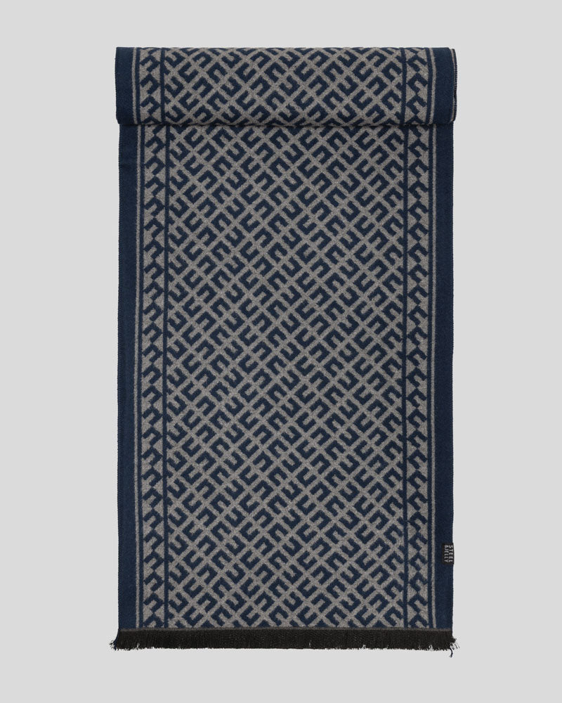 Steel & Jelly Men’s Terwick Navy & Grey Geometric Boxed Scarf