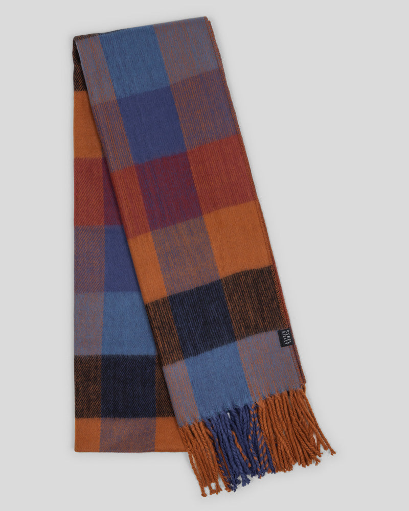 Steel & Jelly Men’s Ashurst Rust Check Boxed Scarf