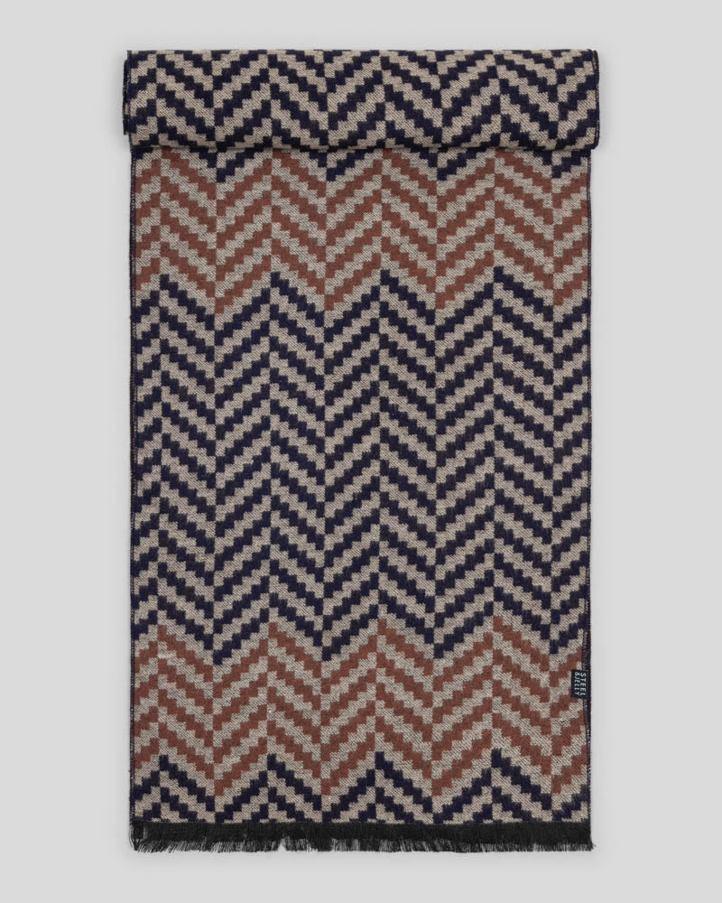 Steel & Jelly Men’s Henfield Navy & Rust Geometric Boxed Scarf