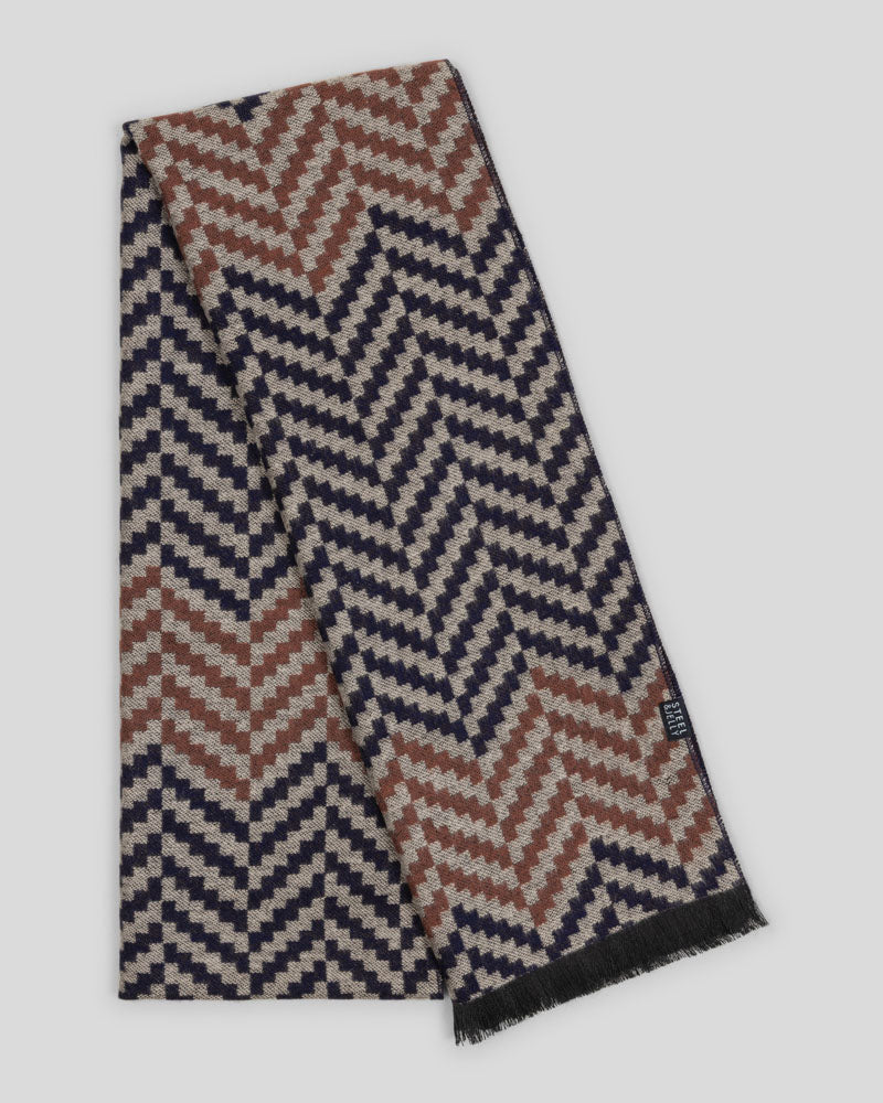Steel & Jelly Men’s Henfield Navy & Rust Geometric Boxed Scarf
