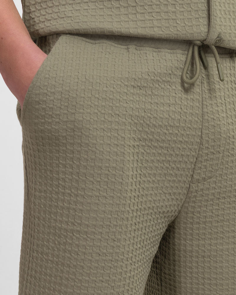 Leyton - Check Texture Jersey Short Sleeve Shirt & Short Set Sage