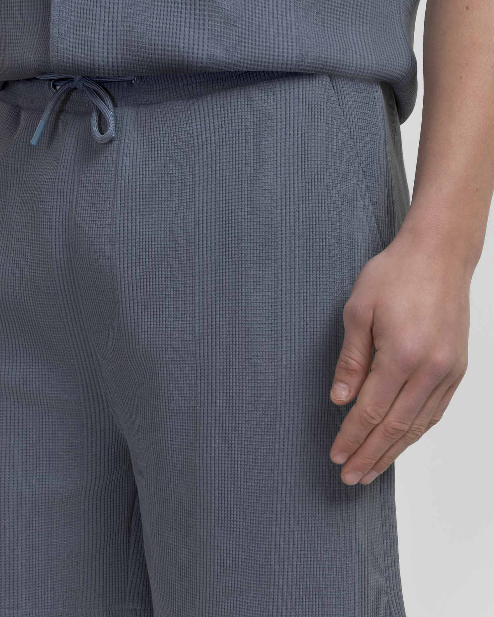 Charlton – Stripe Jacquard Short Sleeve Shirt & Short Set Blue