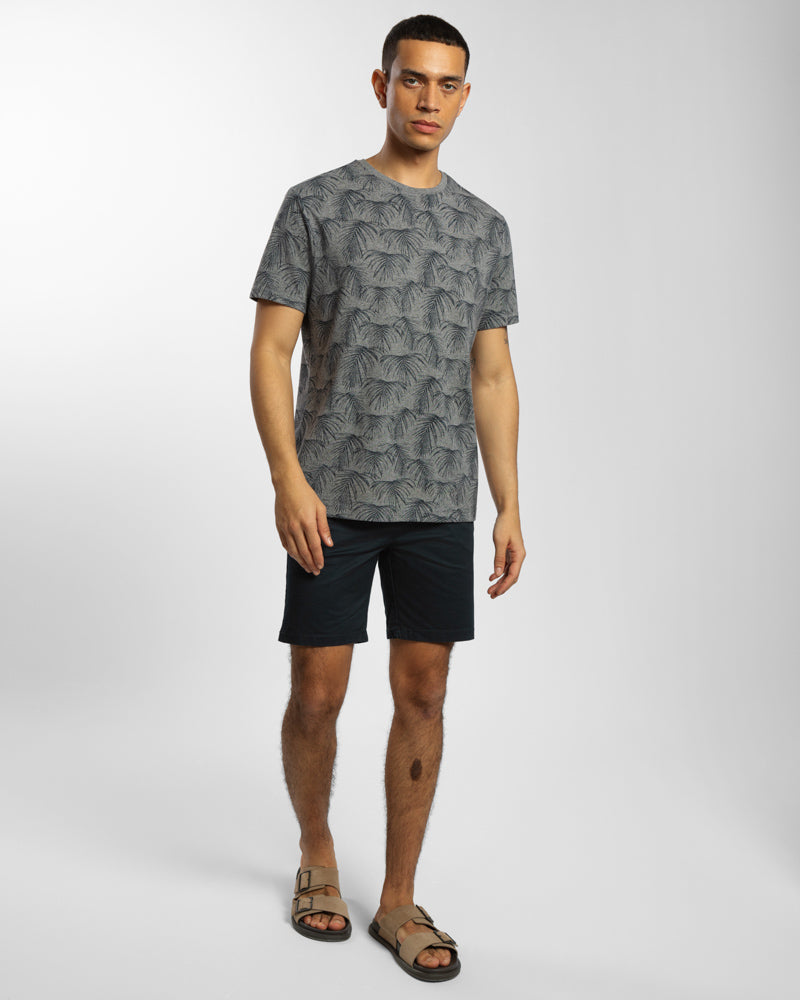 Textured Fern Leaf Print Regular Fit T-Shirt